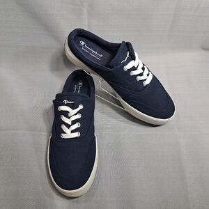 Champion Womens Canvas Slip On‎ Sneakers Navy Blue Size 8 Low Heel Sport Comfort